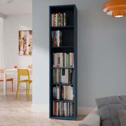 Alice Springs Tall Narrow Bookcase with 5 Shelves in Night Blue - thumbnail 4