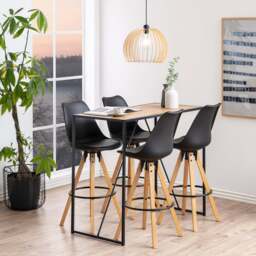 Seaford Black Metal Bar Table with Oak Top - thumbnail 4