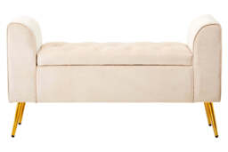 Linea Velvet Storage Bench – Mink - thumbnail 1