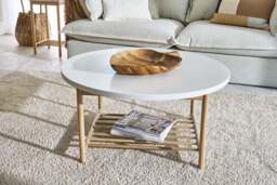 Ferrowe White Round Coffee Table with Rack