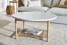 Ferrowe White Round Coffee Table with Rack - thumbnail 2