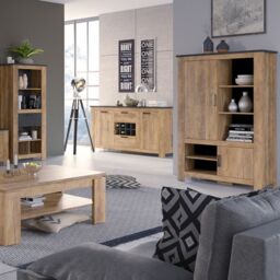 Rapallo Extending Dining Table 160-200cm Chestnut and Matera Grey - thumbnail 2