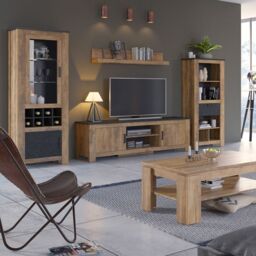 Rapallo Extending Dining Table 160-200cm Chestnut and Matera Grey - thumbnail 3