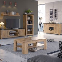 Rapallo Extending Dining Table 160-200cm Chestnut and Matera Grey - thumbnail 1