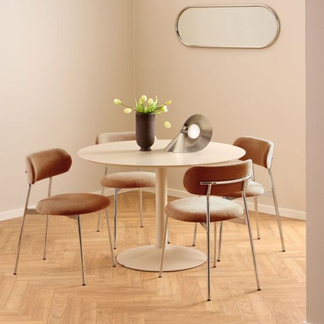 Ibiza Round Dining Table with Beige Top and Matt Beige Base 110x74cm - image 1