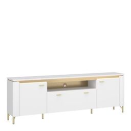2 Door 1 Drawer TV Cabinet in Alpine White & White Gloss  Lazio Collection