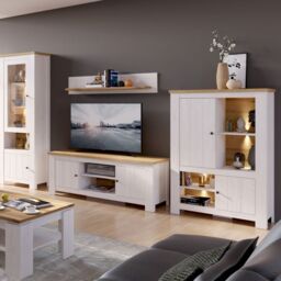 Celesto 2 Door TV Unit in White and Oak (154cm) - thumbnail 1