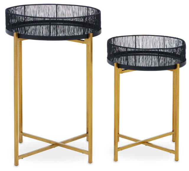 Deline Black Wire & Gold Frame Tables – Set of 2 - image 1