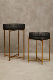 Deline Black Wire & Gold Frame Tables – Set of 2 - thumbnail 6