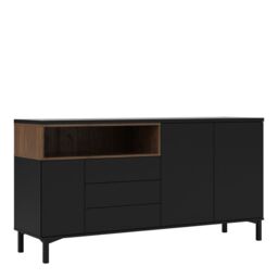 Roomers Sideboard 3 Drawers 3 Doors in Black and Walnut - thumbnail 4