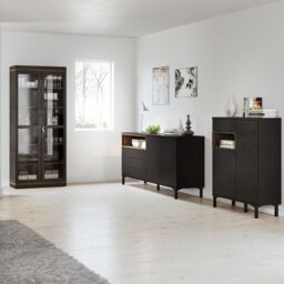 Roomers Sideboard 3 Drawers 3 Doors in Black and Walnut - thumbnail 3