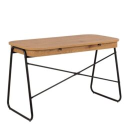 Blueton Desk with 2 Drawers in Black and Oak  Modern Office Writing Table - thumbnail 3