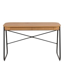 Blueton Desk with 2 Drawers in Black and Oak  Modern Office Writing Table - thumbnail 2