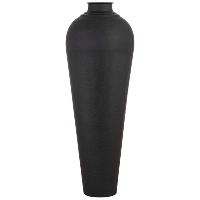Large Matt Black Hammered Vase with Lid - image 1