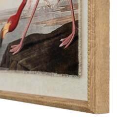 Flora & Fauna Collection Flamingo on Linen in Beaded Frame - thumbnail 2