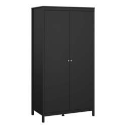 Madrid Wardrobe with 2 Doors in Matt Black - thumbnail 1