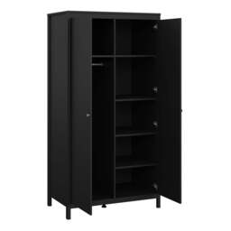 Madrid Wardrobe with 2 Doors in Matt Black - thumbnail 5