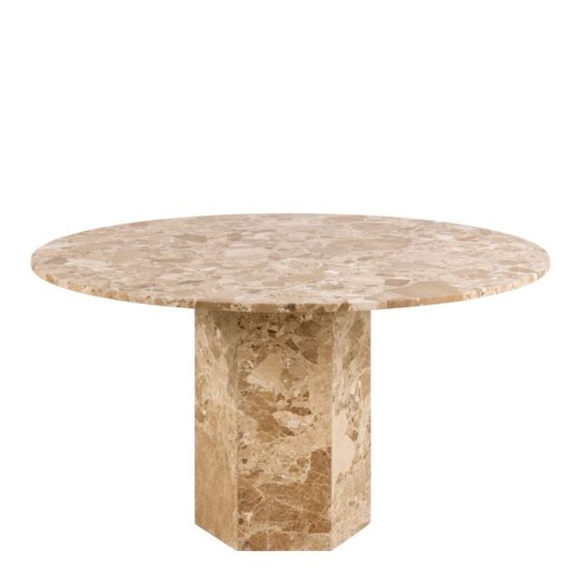 Naxos Round Dining Table in Brown Marble 130x75cm - image 1
