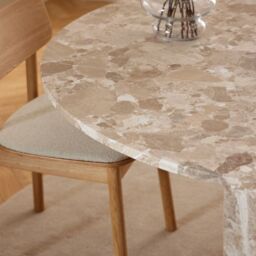 Naxos Round Dining Table in Brown Marble 130x75cm - thumbnail 3