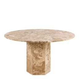 Naxos Round Dining Table in Brown Marble 130x75cm - thumbnail 1