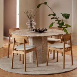 Naxos Round Dining Table in Brown Marble 130x75cm - thumbnail 2