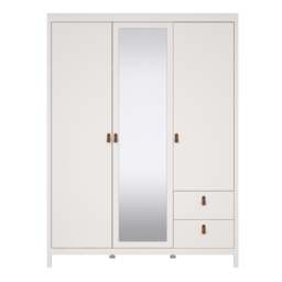 Barcelona Wardrobe  2 Door + 1 Mirrored Door with 2 Drawers in White Finish - thumbnail 2