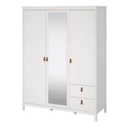 Barcelona Wardrobe  2 Door + 1 Mirrored Door with 2 Drawers in White Finish - thumbnail 3
