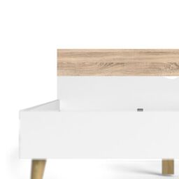 Oslo Euro Double Bed Frame 140 x 200cm in White and Oak Finish - thumbnail 5
