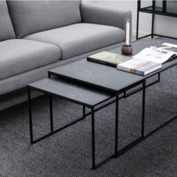 Infinity Square/Coffee Table Setin Matt Black Set of 3 - thumbnail 2