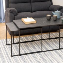 Infinity Square/Coffee Table Setin Matt Black Set of 3 - thumbnail 3