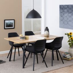 Cenny Dining Table in Oak & Black 160x75cm - thumbnail 1
