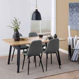 Cenny Dining Table in Oak & Black 160x75cm - thumbnail 2