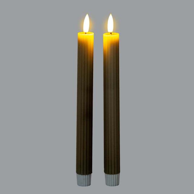 Earth-Friendly Glow: Sage Ribbed Taper LED Candles - image 1