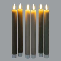 Earth-Friendly Glow: Sage Ribbed Taper LED Candles - thumbnail 4