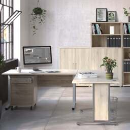 Prima Bookcase with 2 Shelves and 2 Doors in Oak - thumbnail 5