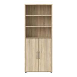 Prima Bookcase 4 Shelves with 2 Doors in Oak - thumbnail 2