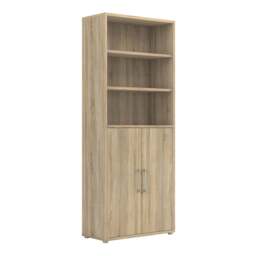 Prima Bookcase 4 Shelves with 2 Doors in Oak - thumbnail 1