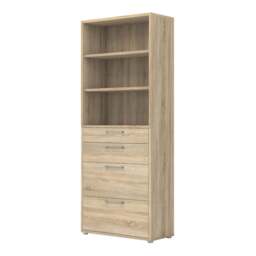 Prima Bookcase 2 Shelves with 2 Drawers 2 File Drawers in Oak - thumbnail 3