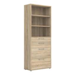 Prima Bookcase 2 Shelves with 2 Drawers 2 File Drawers in Oak - thumbnail 1