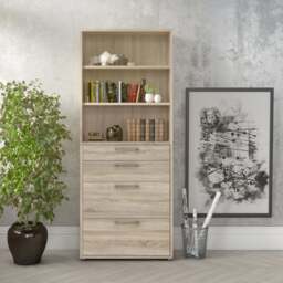 Prima Bookcase 2 Shelves with 2 Drawers 2 File Drawers in Oak - thumbnail 4