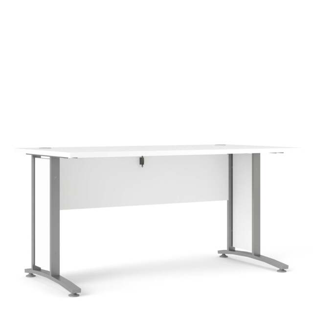 Prima Desk 150cm in White with Silver Grey Steel Legs - image 1