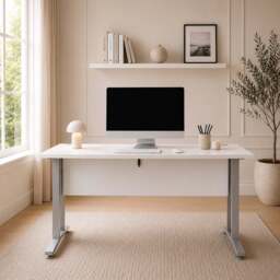 Prima Desk 150cm in White with Silver Grey Steel Legs - thumbnail 2