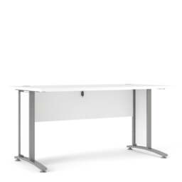 Prima Desk 150cm in White with Silver Grey Steel Legs - thumbnail 1