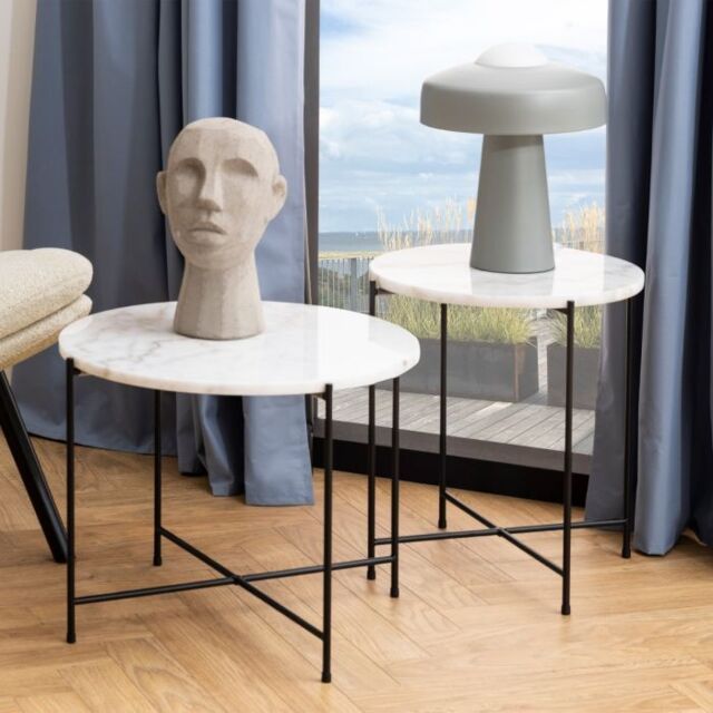 Avila Side Table with White Marble Top 52x40cm - image 1