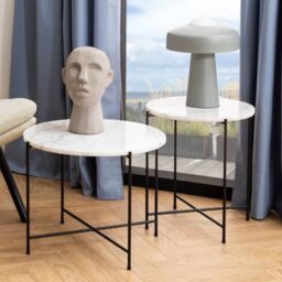 Avila Side Table with White Marble Top 52x40cm - thumbnail 1