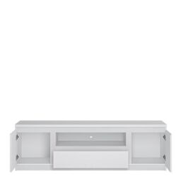 Fribo 2 Door 1 Drawer 166cm Wide TV Cabinet in White - thumbnail 2