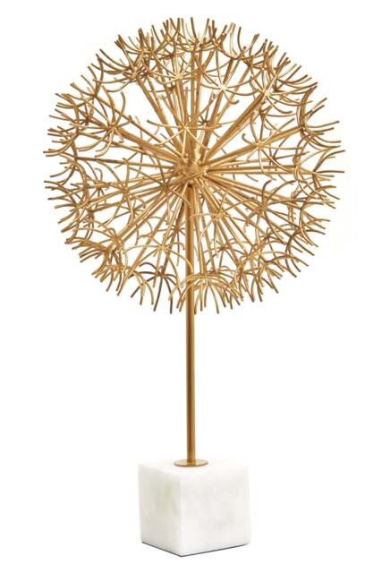 Evra Gold Dandelion Sculpture On White Marble Base by Luxe Realms ...