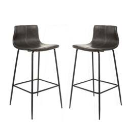Kavira Barstool Vegan Leather Grey SET OF 2 - thumbnail 4