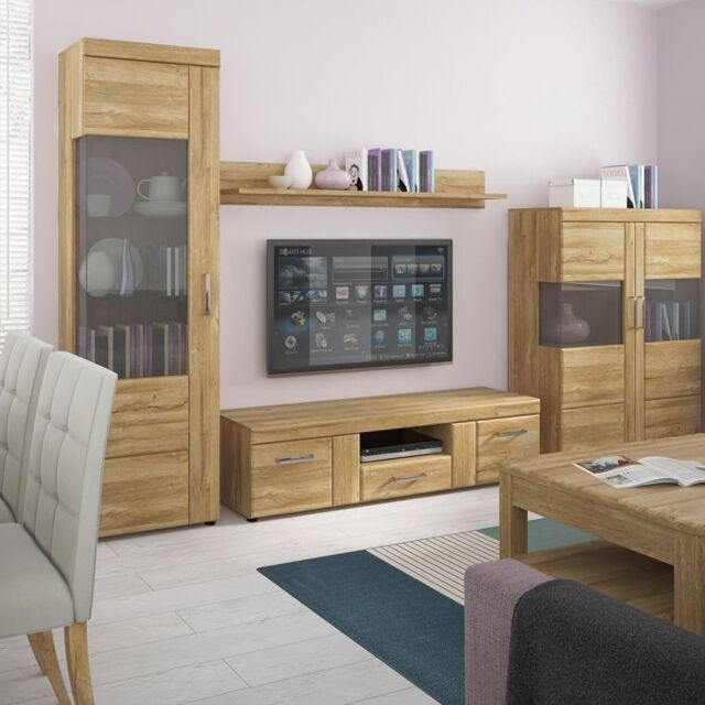 Cortina Tall Glazed Display Cabinet (LH) in Grandson Oak - image 1