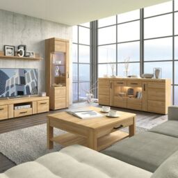 Cortina Tall Glazed Display Cabinet (LH) in Grandson Oak - thumbnail 4